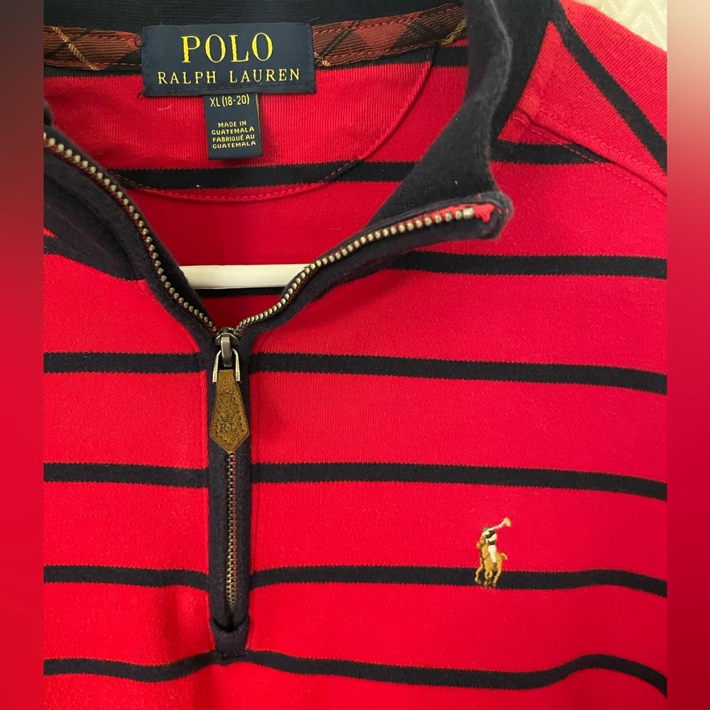 Polo by Ralph Lauren Red and Blue 1/4 Zip Sweater Boys XL 18-20 - Picture 3 of 4